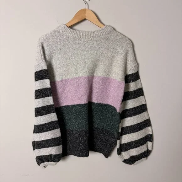 2/$30 Tularosa Striped Pink Gray Sweater Small - Picture 3 of 4